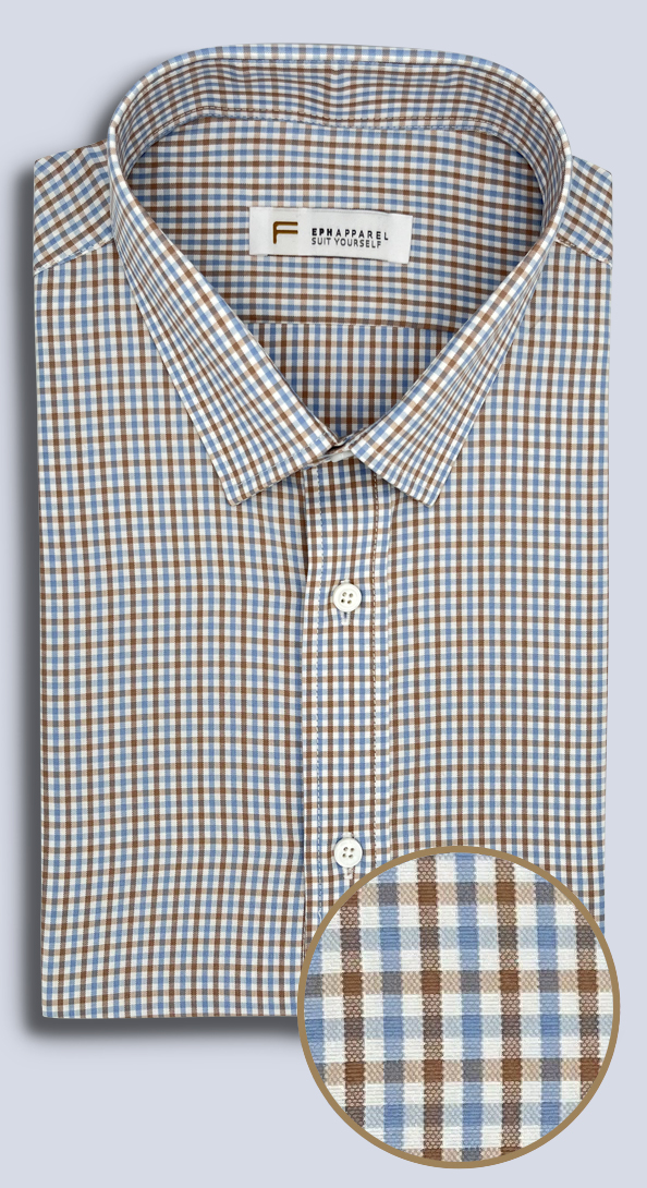 The Light Blue and Brown Small Gingham Shirt
