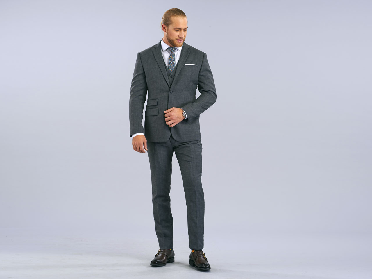 The Grey Sharkskin Three Piece Suit - Image 3