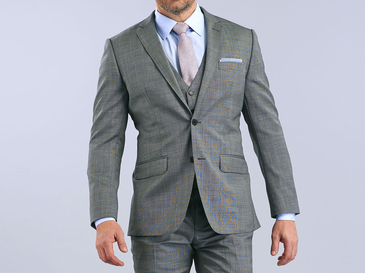 The Textured Platinum Three Piece Suit - Image 4