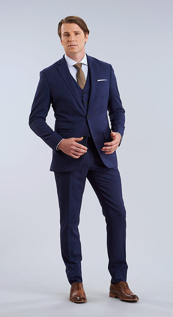 The Oxford Blue Lycra Three Piece Suit