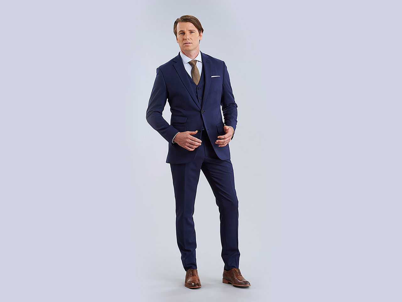 The Oxford Blue Lycra Three Piece Suit - Image 3