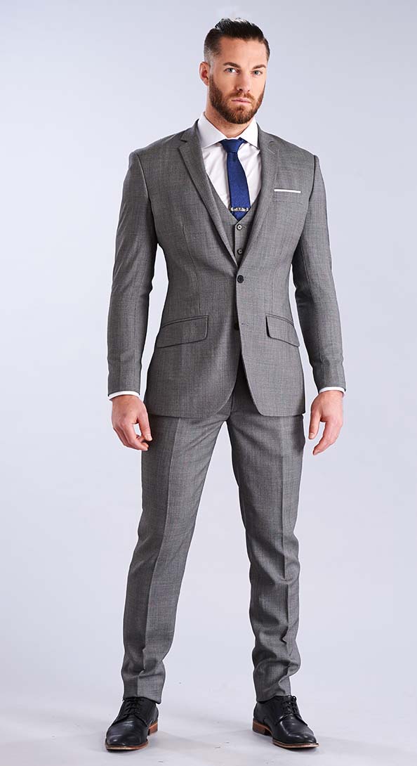 The Light Grey Nailhead Three Piece Suit