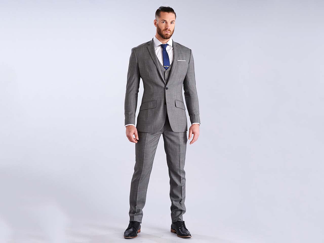 The Light Grey Nailhead Three Piece Suit - Image 3