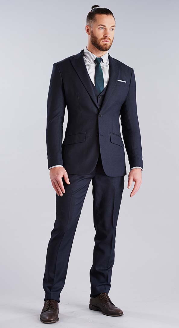 The Navy Nailhead Three Piece Suit